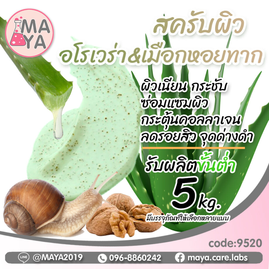 ครีมบอดี้สครับ สูตร ว่านหางจระเข้หอยทาก cream body scrub aloe vera & snail